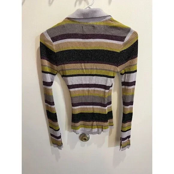 NEW Chaser Striped Flare Sleeve Top Winter Feminine Preppy Gossip Girl Chic - Picture 7 of 12